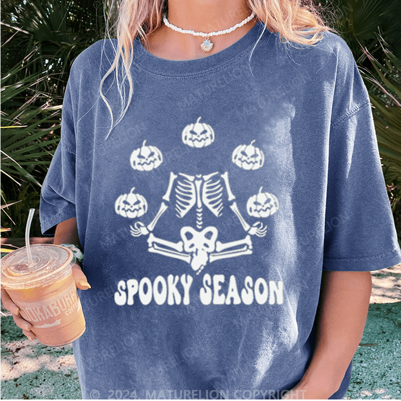 Maturelion Halloween Spooky Season Washed T-Shirt