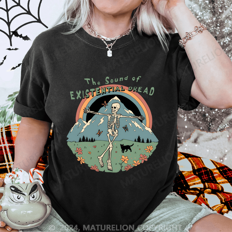 Maturelion Halloween The Sound of Existential Dread Washed T-Shirt