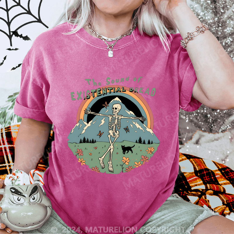 Maturelion Halloween The Sound of Existential Dread Washed T-Shirt