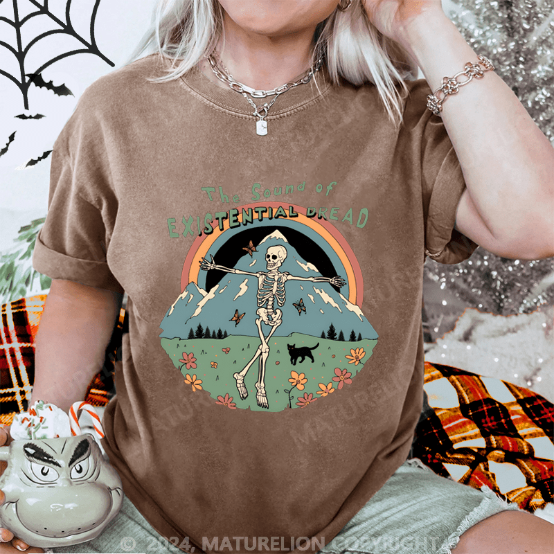 Maturelion Halloween The Sound of Existential Dread Washed T-Shirt