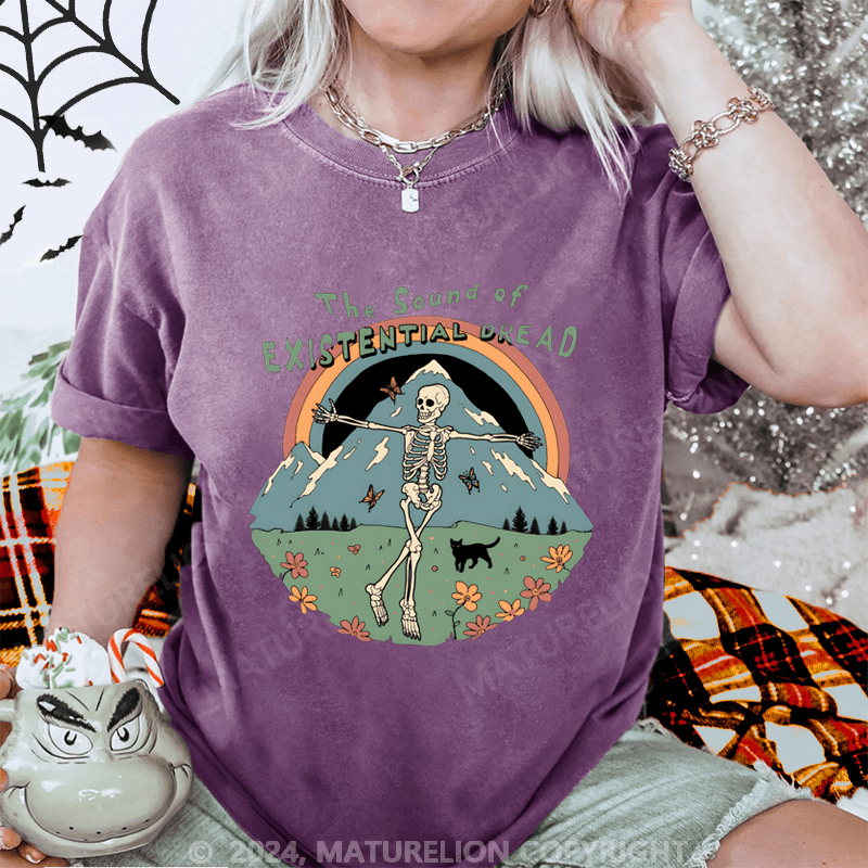 Maturelion Halloween The Sound of Existential Dread Washed T-Shirt