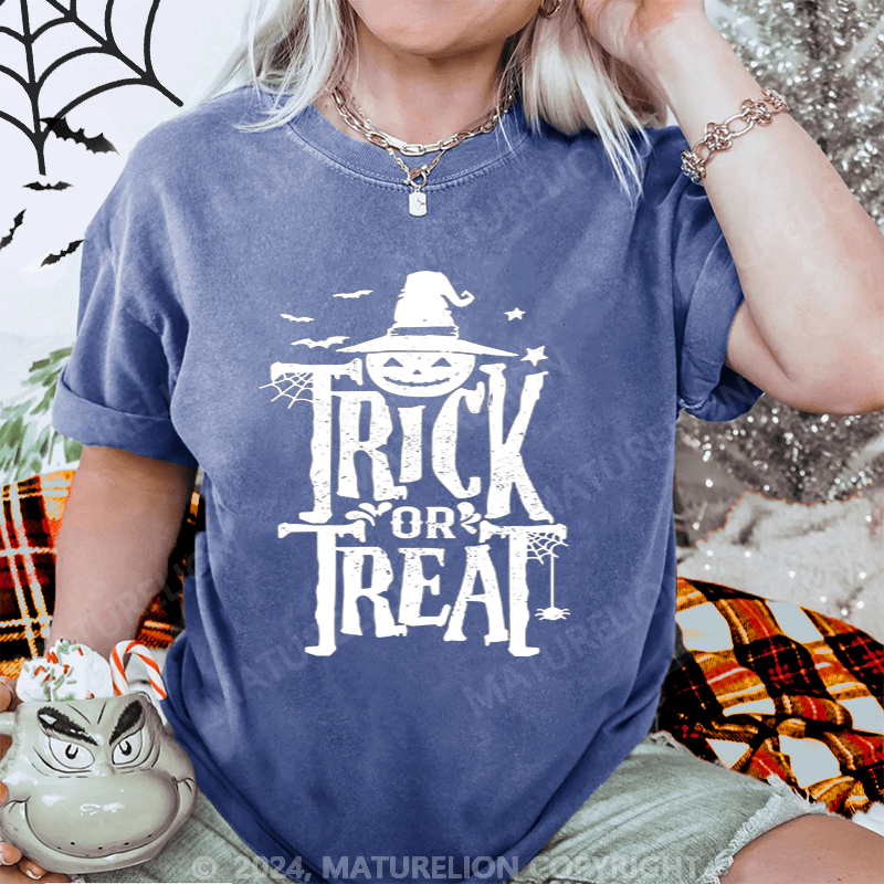 Maturelion Halloween Trick Or Treat Washed T-Shirt