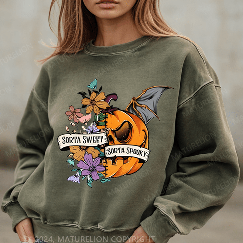 Maturelion Halloween Washed Halloween Sweatshirt