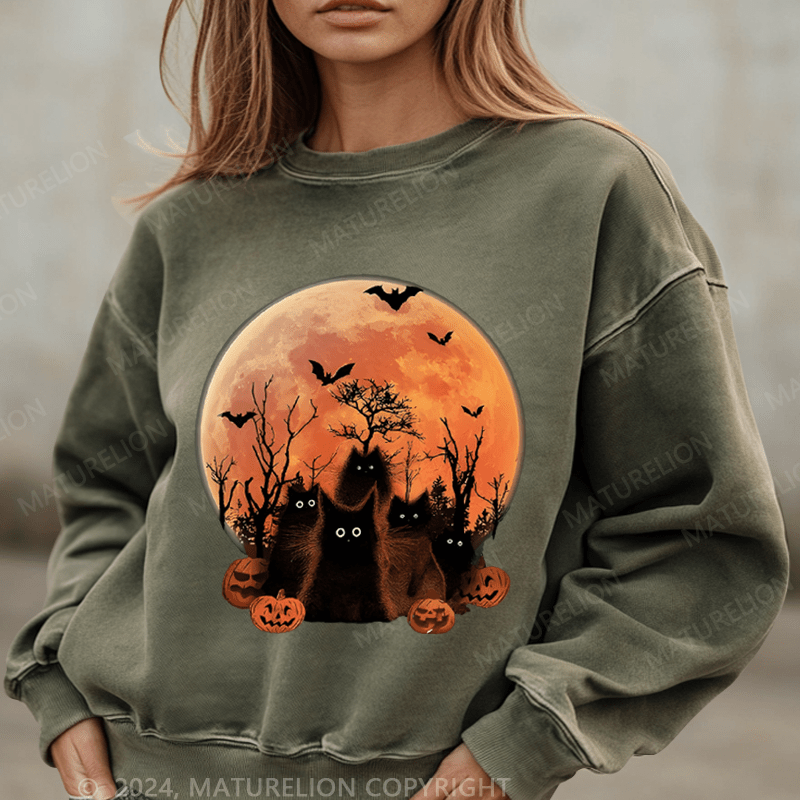 Maturelion Halloween Washed Halloween Sweatshirt