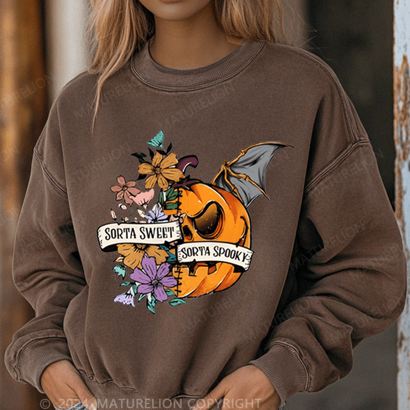 Maturelion Halloween Washed Halloween Sweatshirt