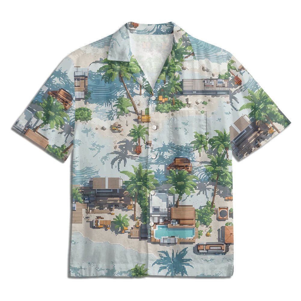 Maturelion Button Down Beach Hawaiian T-shirts