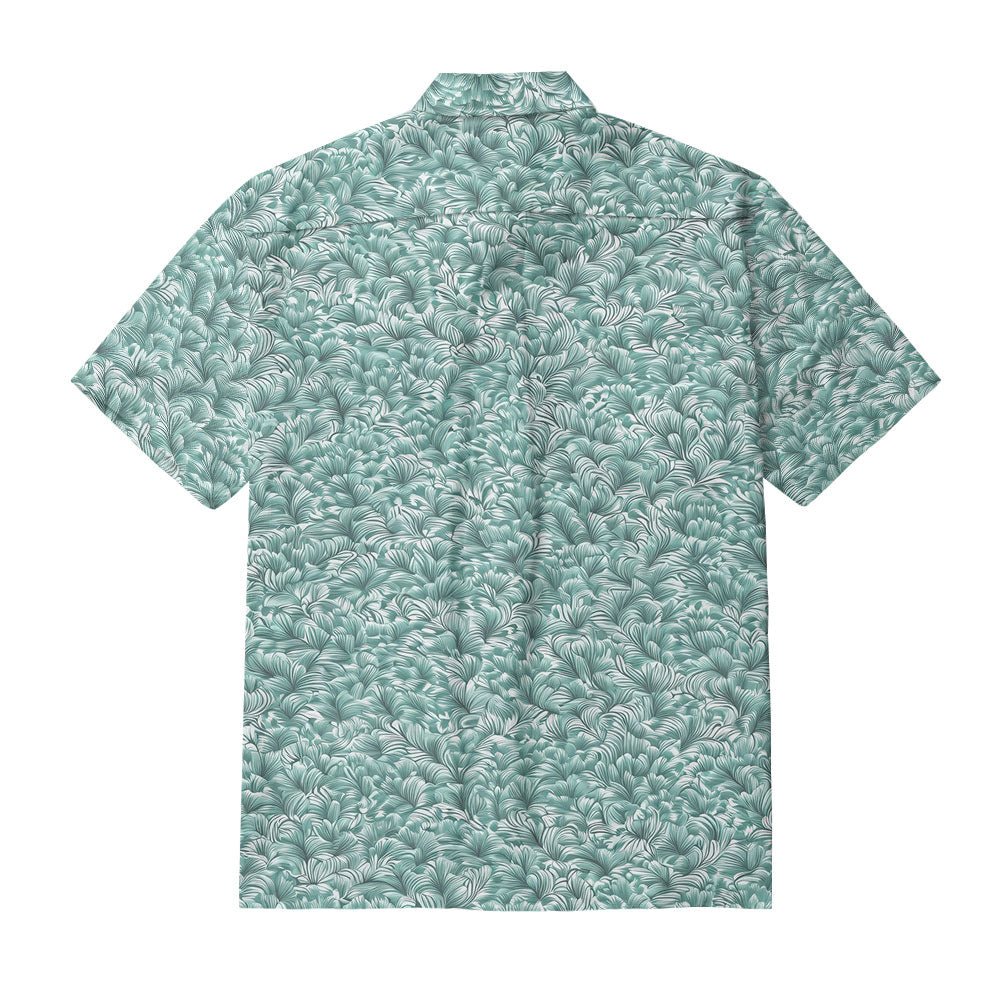 Maturelion  Leaf Print Button Pocket Hawaiian T-shirts