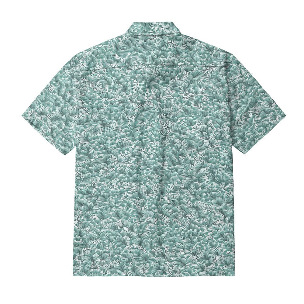 Maturelion  Leaf Print Button Pocket Hawaiian Shirt