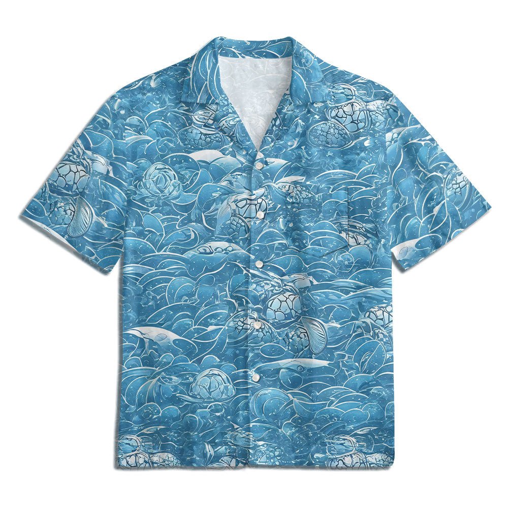 Maturelion  Storm Waves Button-Down Beach Shirt for Unisex Hawaiian T-shirts