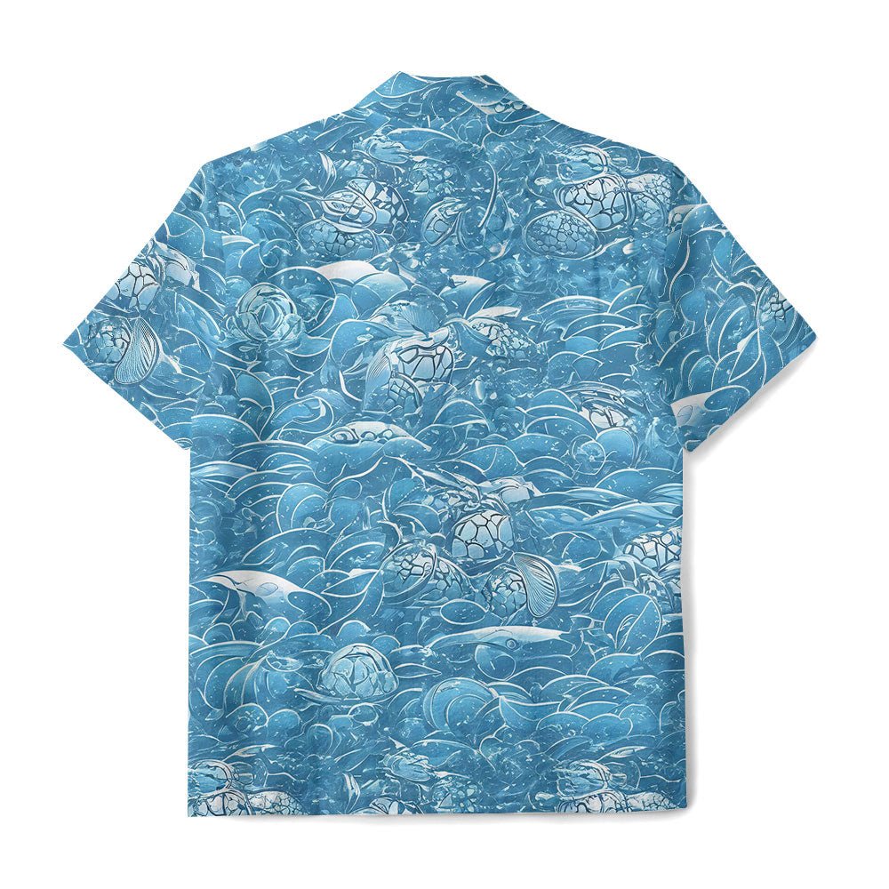 Maturelion  Storm Waves Button-Down Beach Shirt for Unisex Hawaiian Shirt