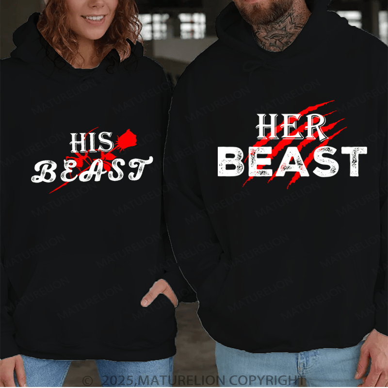 Maturelion He's & She's Beast Couple Hoodie