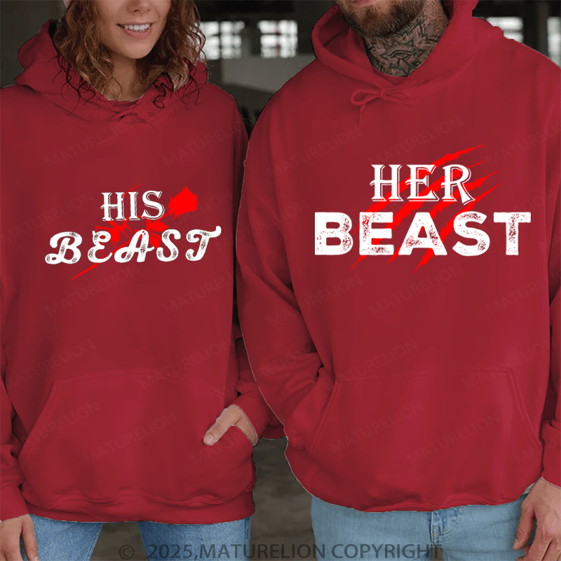 Maturelion He's & She's Beast Couple Hoodie