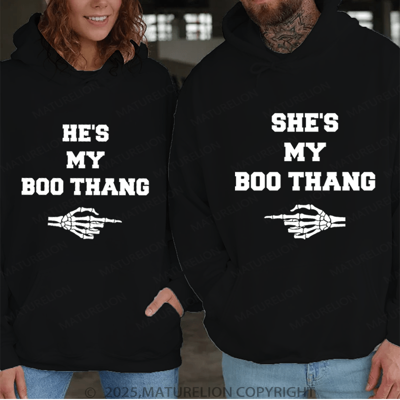 Maturelion He's & She's My Boo Thang Couple Hoodie