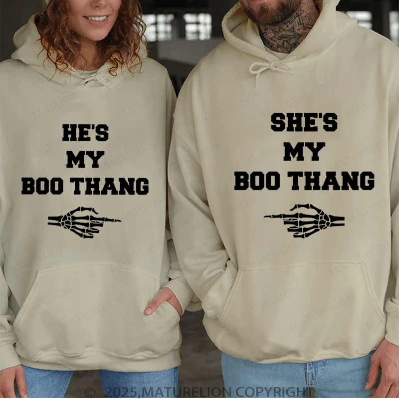 Maturelion He's & She's My Boo Thang Couple Hoodie