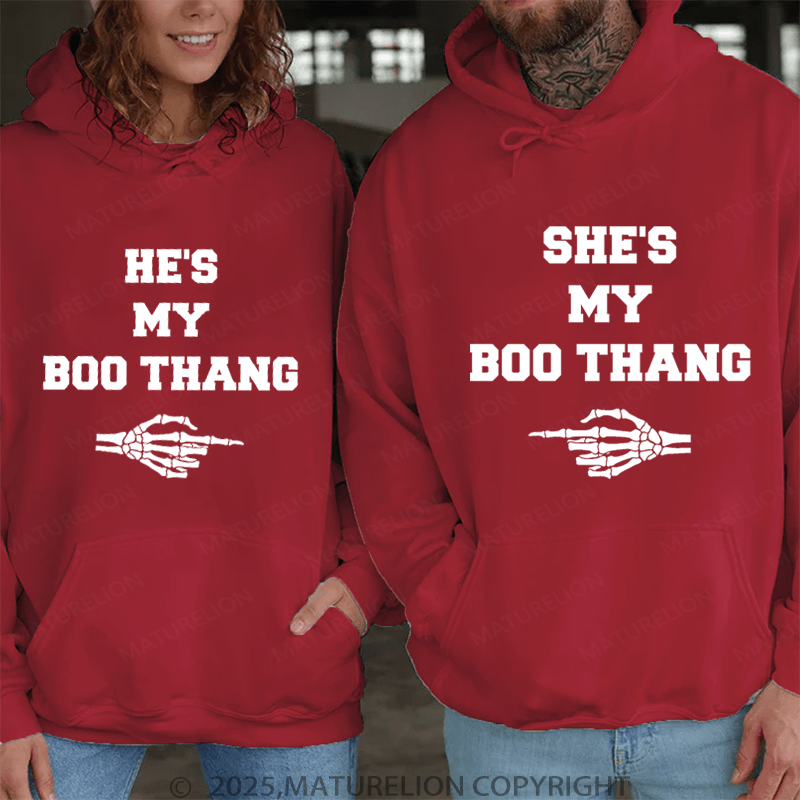 Maturelion He's & She's My Boo Thang Couple Hoodie