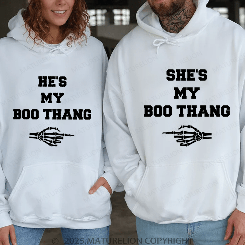 Maturelion He's & She's My Boo Thang Couple Hoodie