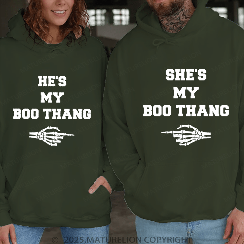 Maturelion He's & She's My Boo Thang Couple Hoodie