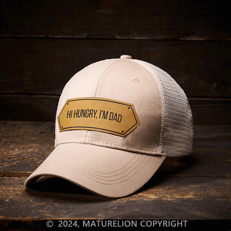 Maturelion Hi Hungry, I'm Dad Leather Patch Cap