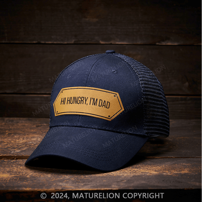 Maturelion Hi Hungry, I'm Dad Leather Patch Cap