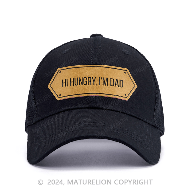 Maturelion Hi Hungry, I'm Dad Leather Patch Cap