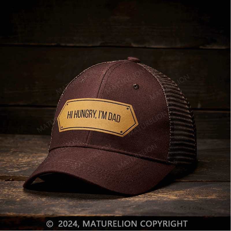 Maturelion Hi Hungry, I'm Dad Leather Patch Cap