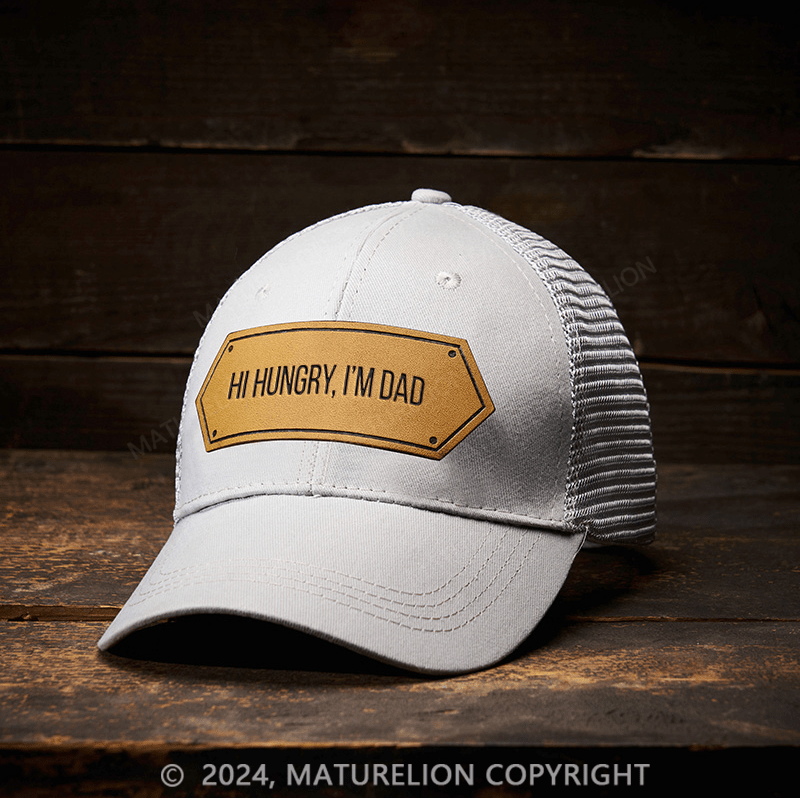 Maturelion Hi Hungry, I'm Dad Leather Patch Cap