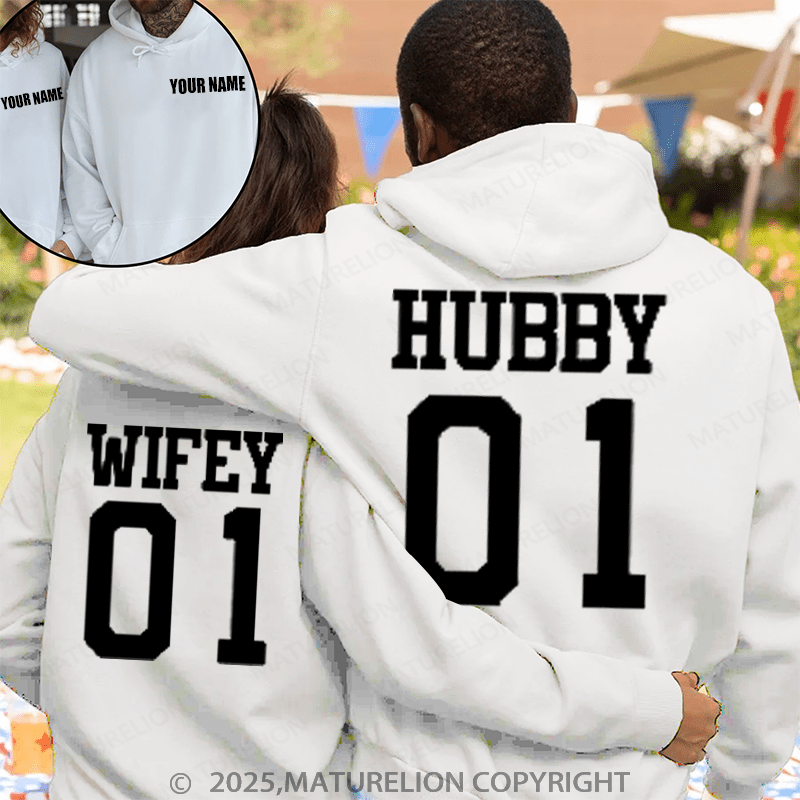 Maturelion Hubby 01 &Wife 01 Couple Hoodie