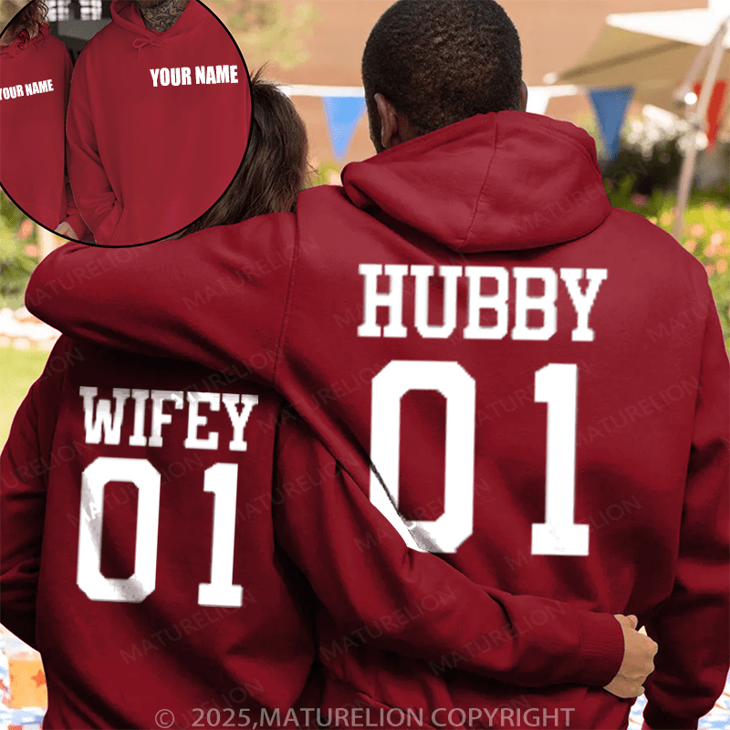 Maturelion Hubby 01 &Wife 01 Couple Hoodie