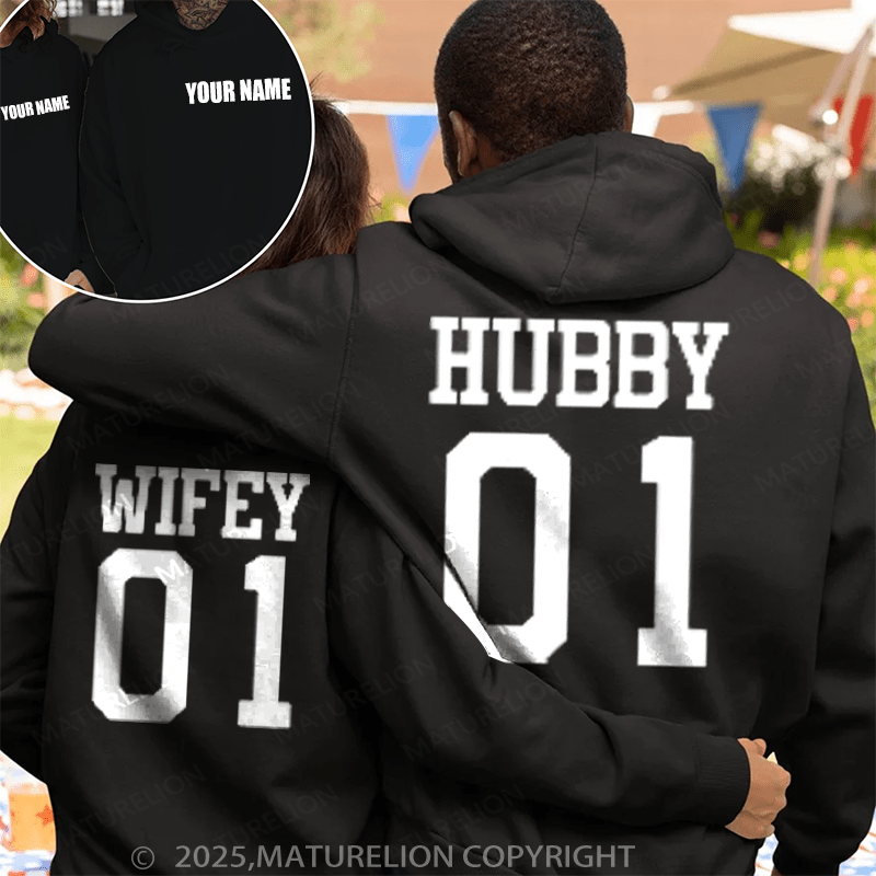 Maturelion Hubby 01 &Wife 01 Couple Hoodie