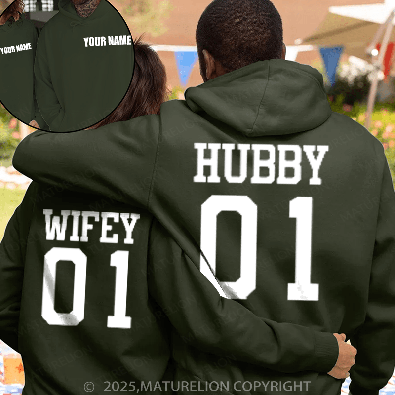 Maturelion Hubby 01 &Wife 01 Couple Hoodie