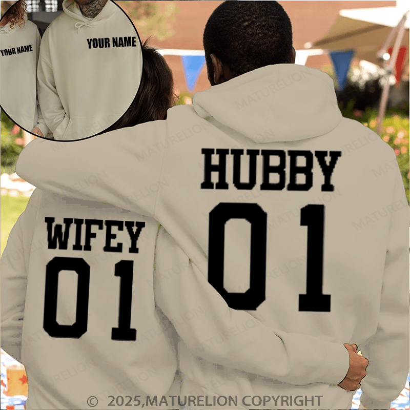 Maturelion Hubby 01 &Wife 01 Couple Hoodie