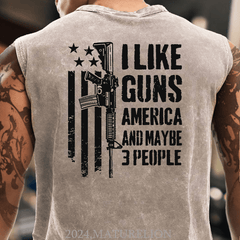 Maturelion I Like Guns America And Maybe 3 People Cotton Tank Top