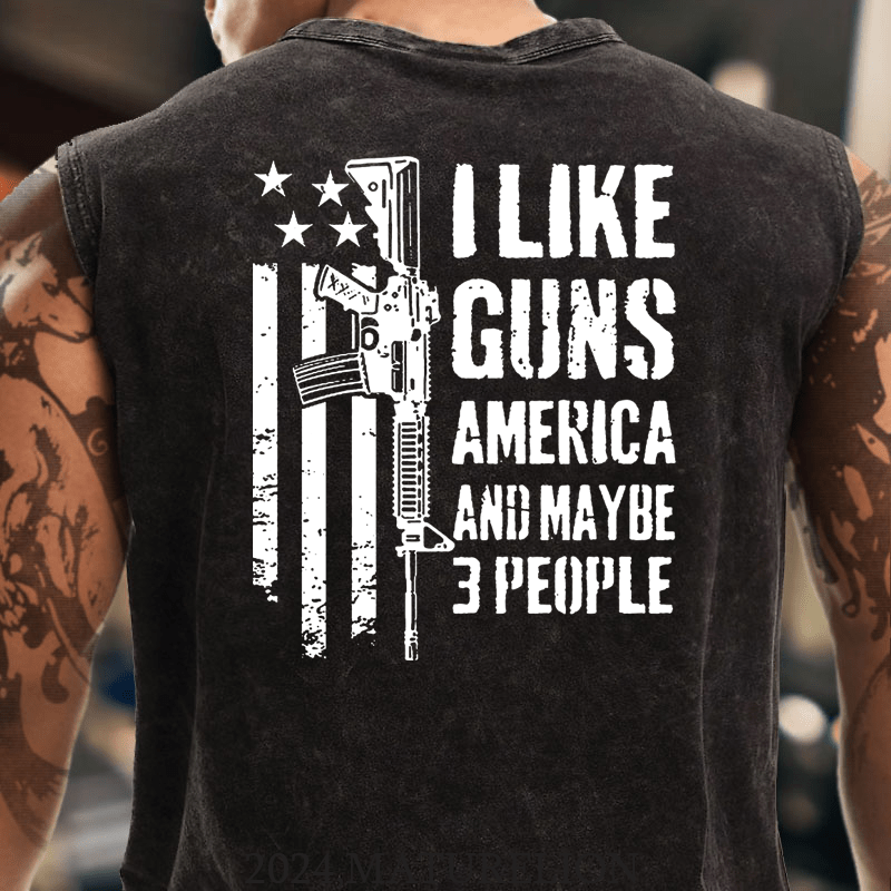 Maturelion I Like Guns America And Maybe 3 People Cotton Tank Top