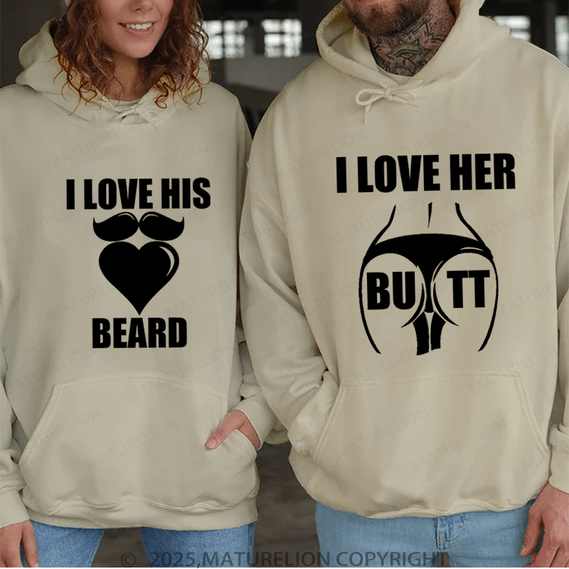 Maturelion I Love Her Butt & I Love His Bread Couple Hoodie