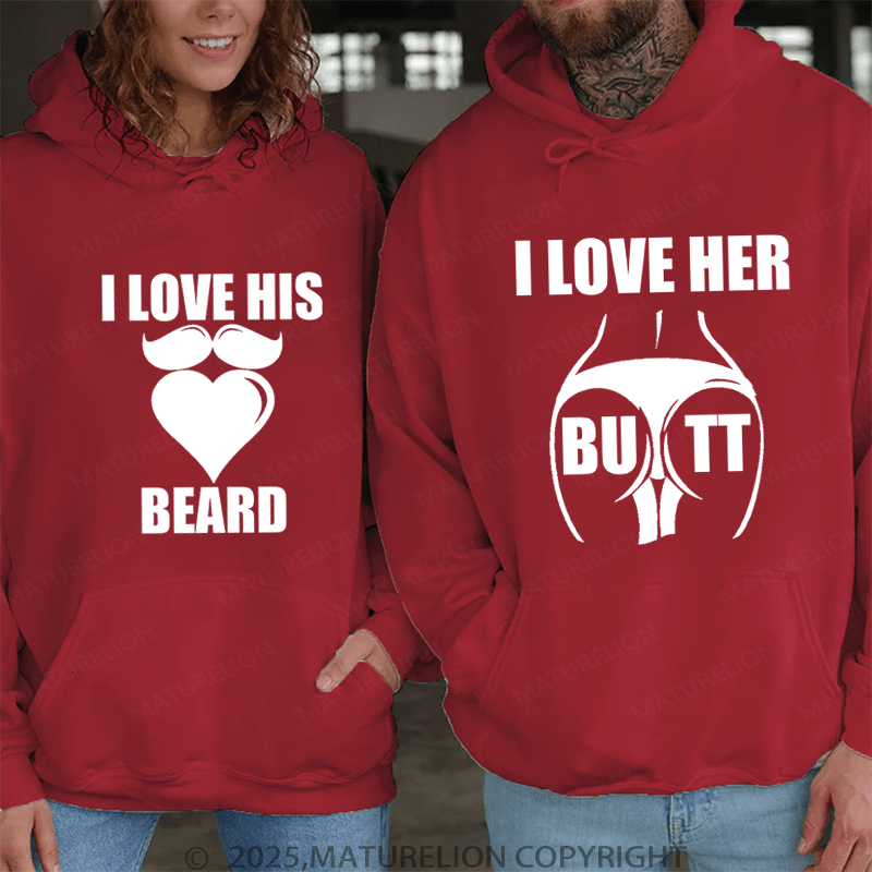 Maturelion I Love Her Butt & I Love His Bread Couple Hoodie