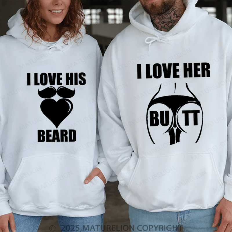 Maturelion I Love Her Butt & I Love His Bread Couple Hoodie