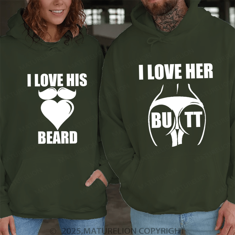 Maturelion I Love Her Butt & I Love His Bread Couple Hoodie