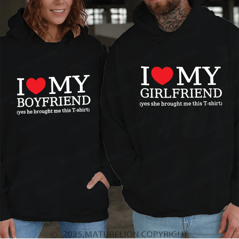 Maturelion I Love My Girlfriend & boyfriend Couple Hoodie