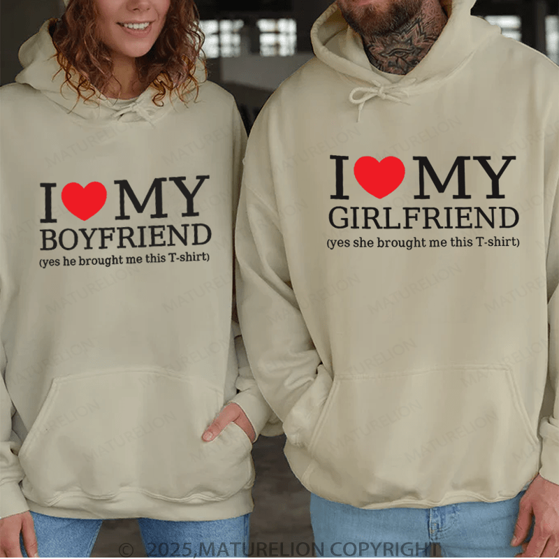 Maturelion I Love My Girlfriend & boyfriend Couple Hoodie