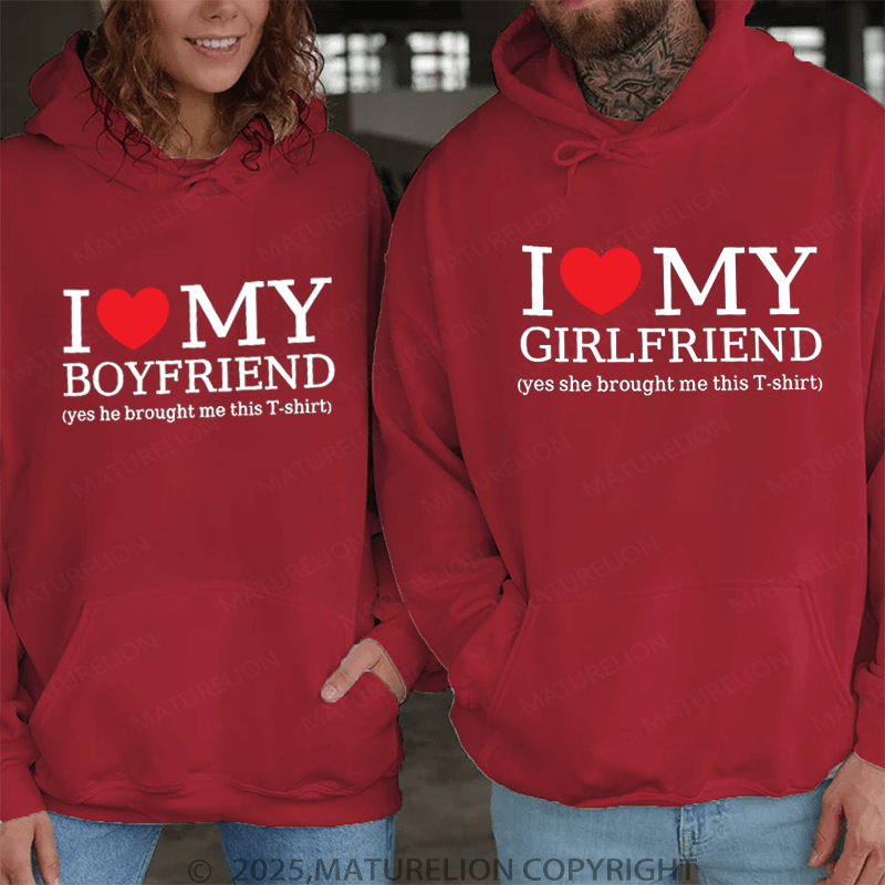 Maturelion I Love My Girlfriend & boyfriend Couple Hoodie