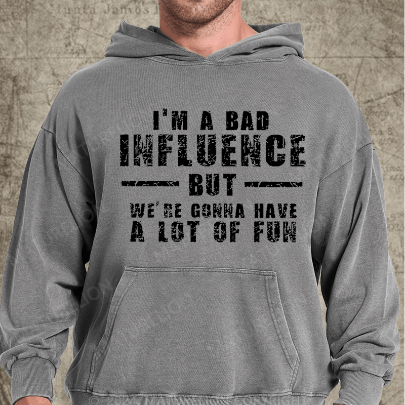 Maturelion I'm A Bad Influence But We're Gonna Have A Lot Of Fun Vintage Washed Hoodie