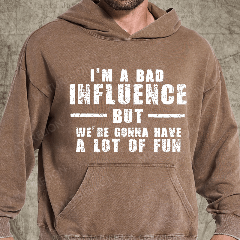 Maturelion I'm A Bad Influence But We're Gonna Have A Lot Of Fun Vintage Washed Hoodie