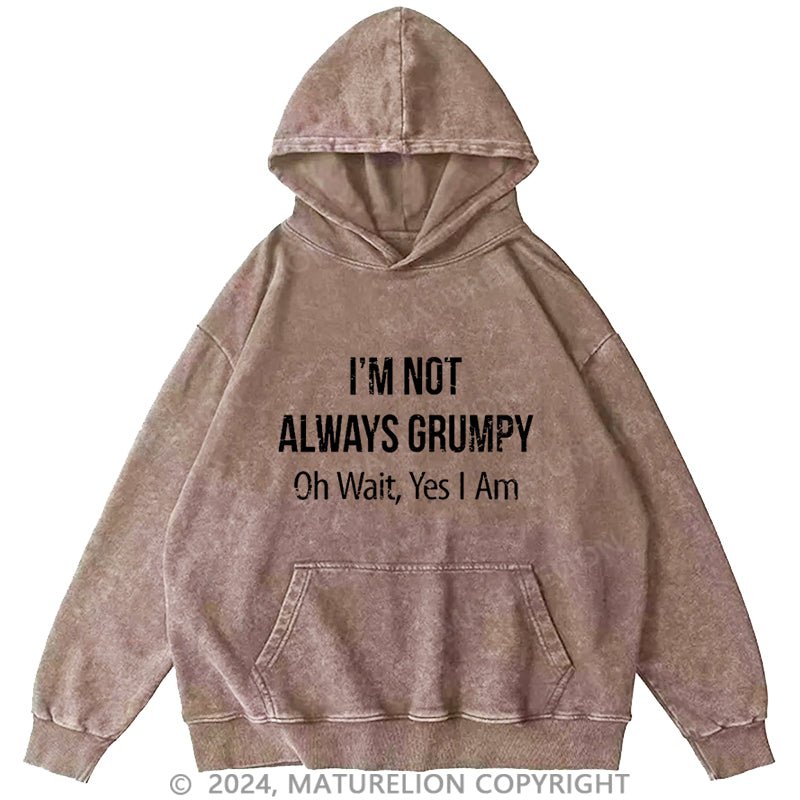 Maturelion I'm Not Always Grumpy Oh Wait Yes I Am DTG Printing Washed Hoodie