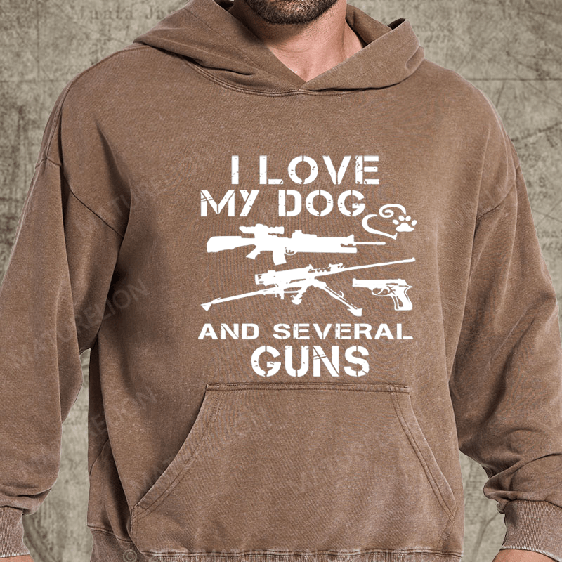 Maturelion I love MY DOG and sexeral guns Washed Hoodie