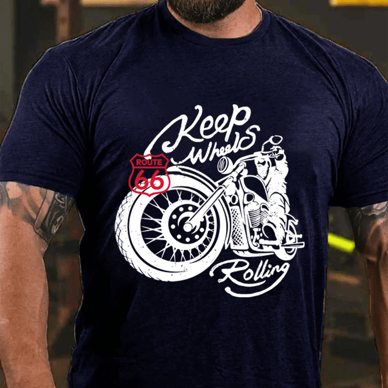 Maturelion  Keep Wheels Rolling Cotton T-Shirt