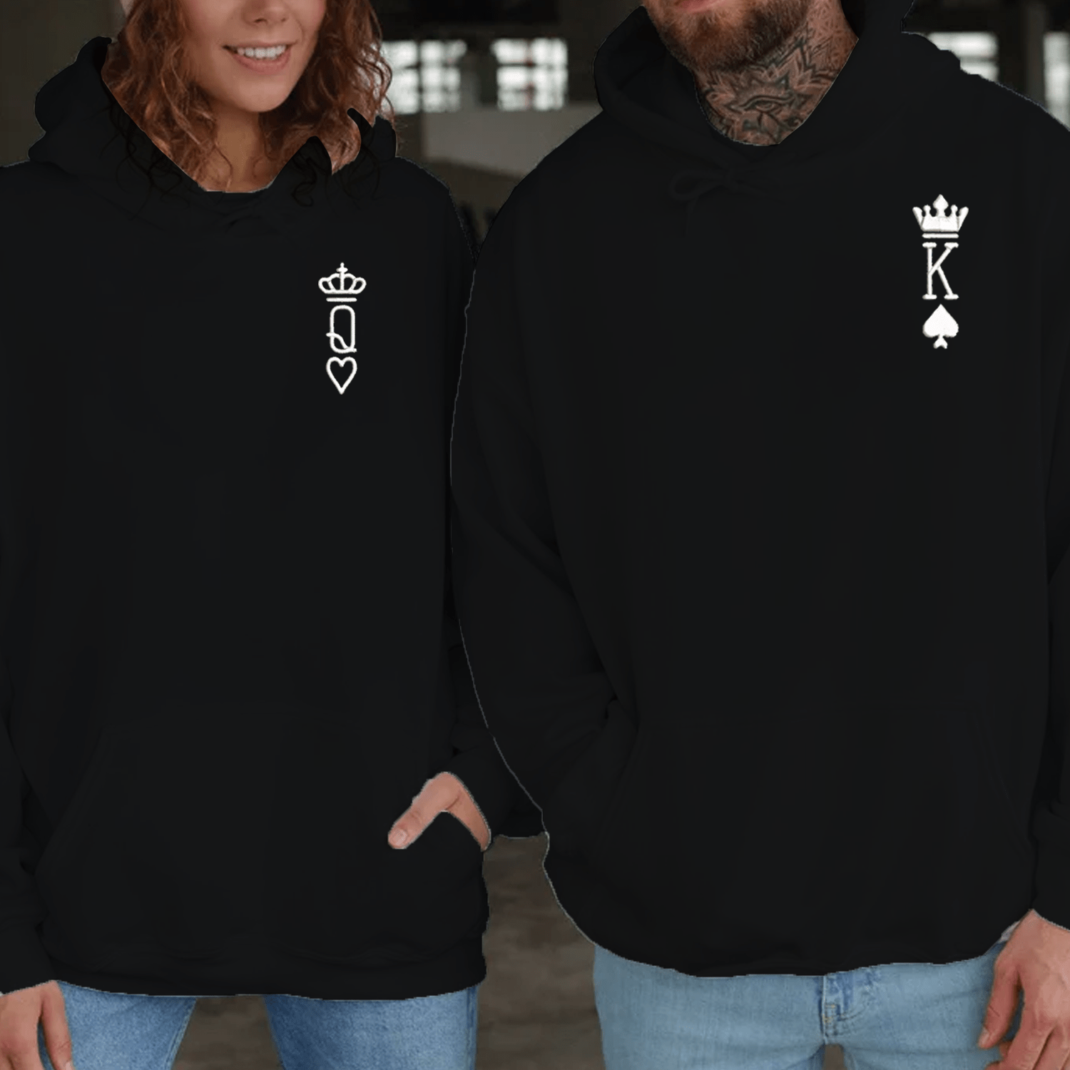 Maturelion King And Queen Embroidered Couple Hoodie