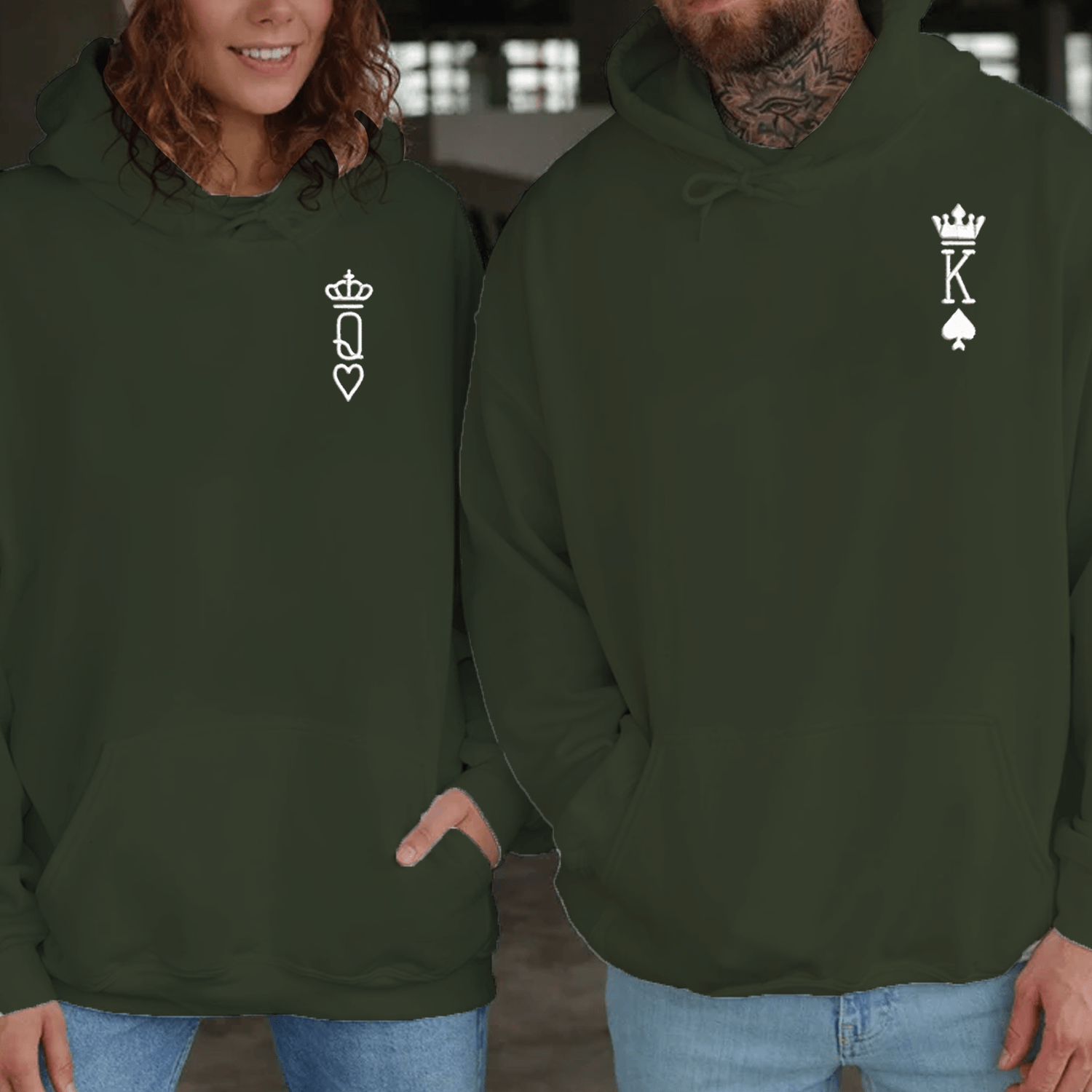 Maturelion King And Queen Embroidered Couple Hoodie