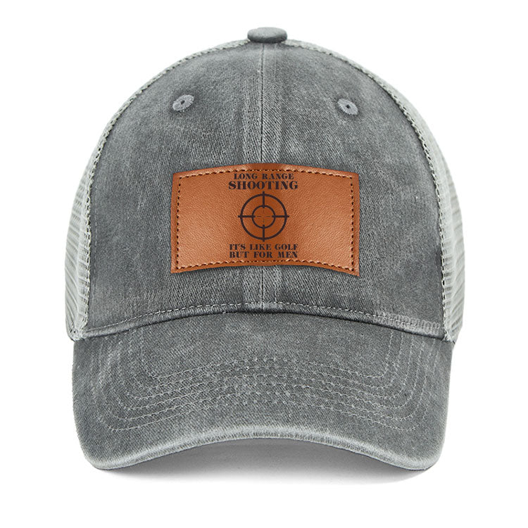 Maturelion Long Range Shooting It's Like Golf But For Men Leather Patch Cap