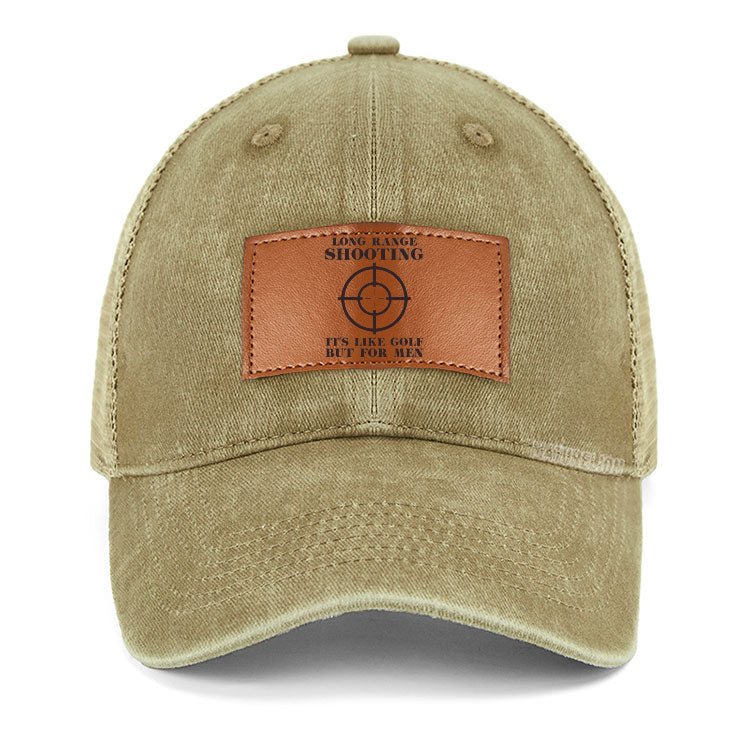 Maturelion Long Range Shooting It's Like Golf But For Men Leather Patch Cap