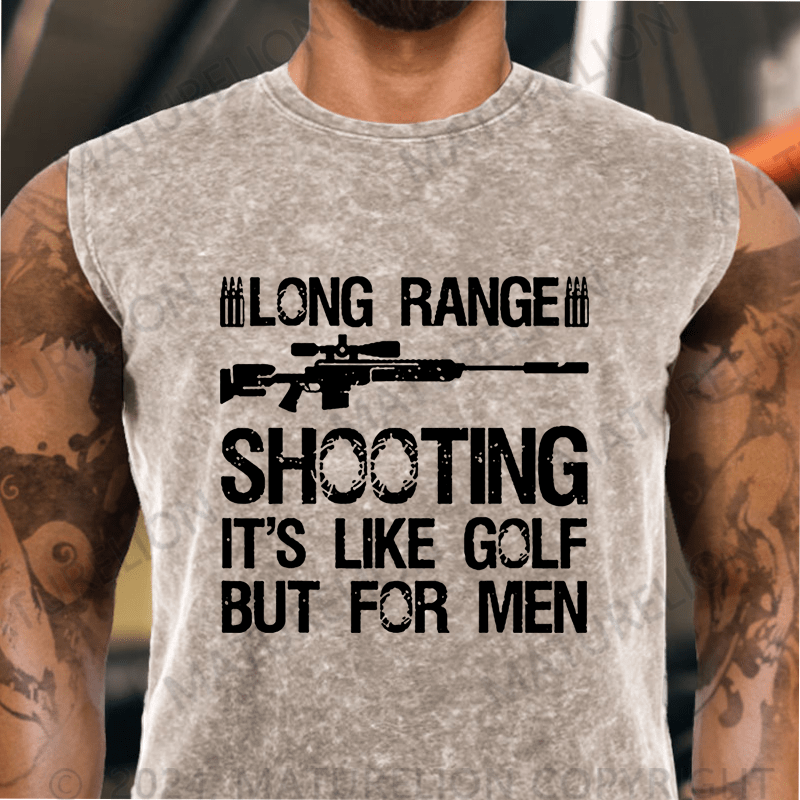 Maturelion Long Range Shooting It's Like Golf But For Men Vintage Washed Tank Top